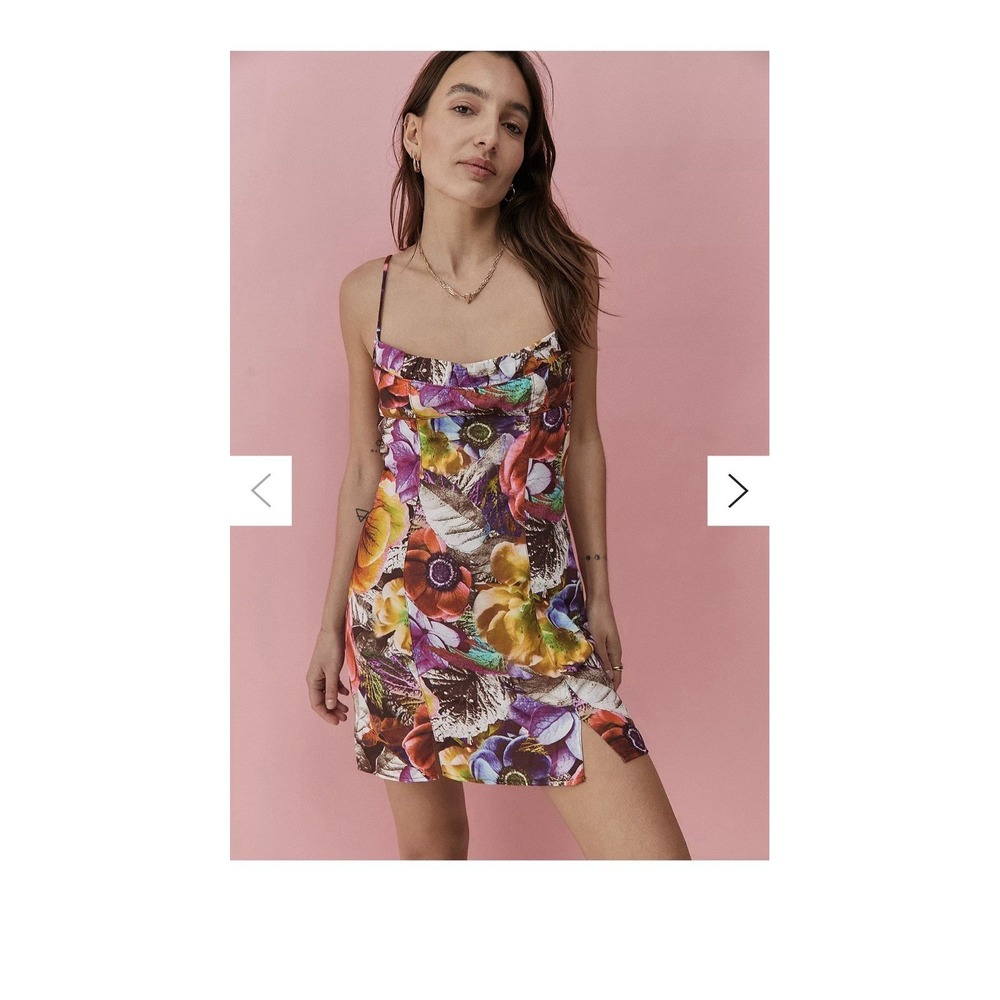 Urban‎ Outfitters UO Lumi Floral Print Slip Mini Dress Graphic Size M Y2K 90s